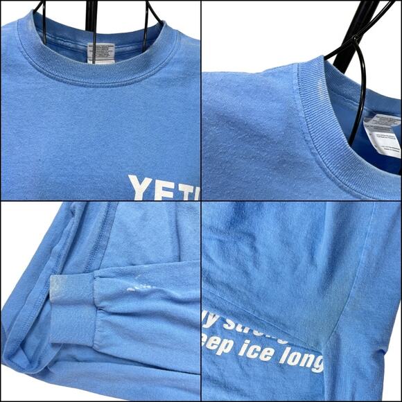Gildan Crew Neck YETI Printed Both Sides Long Sleeve Tee Shirt Top Size Small - Picture 5 of 10